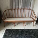 Vintage rattan bench