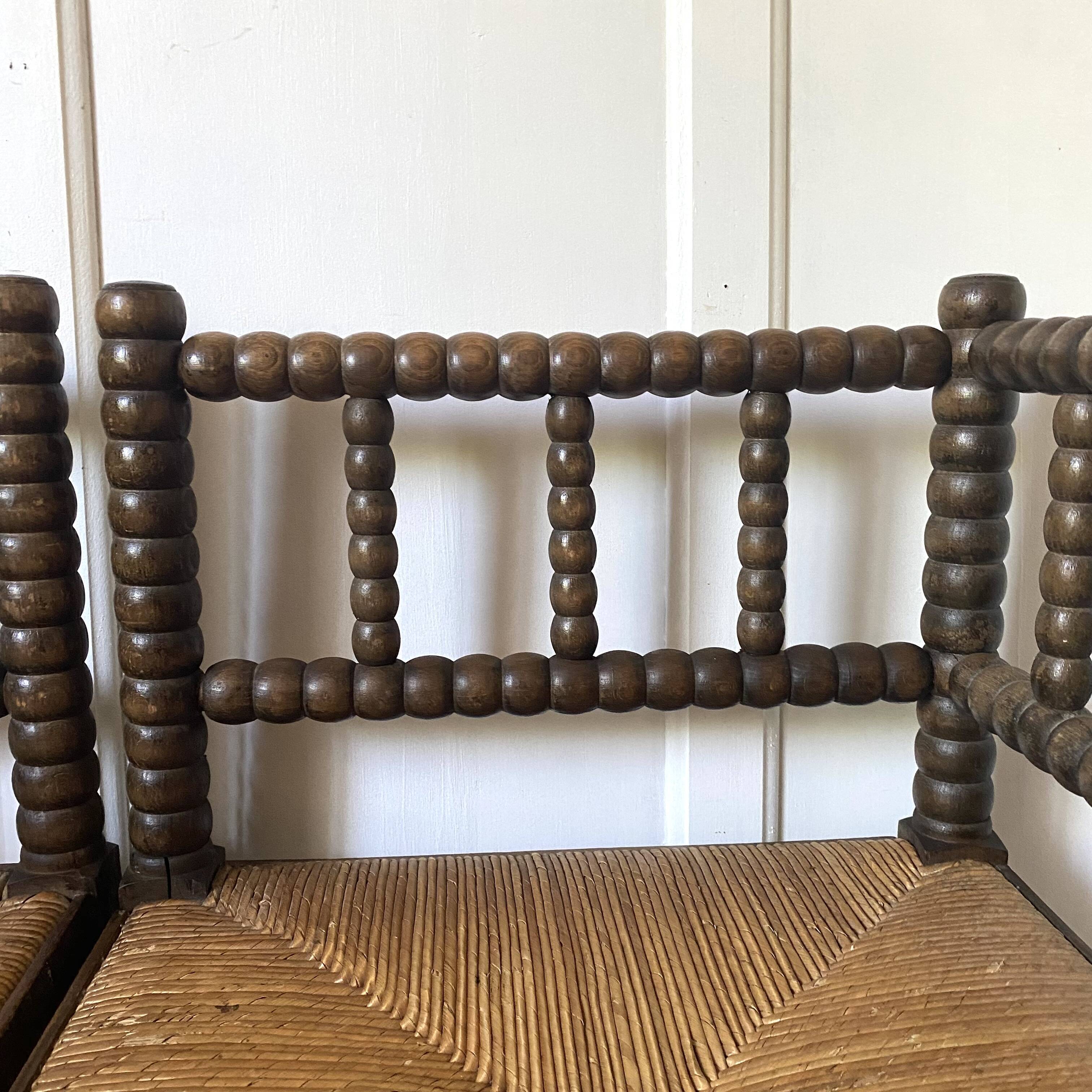 Pair of turned wood corner chairs, fireside chairs