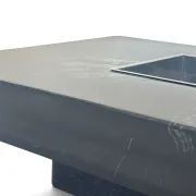 Black and blue marble coffee table with chrome base, designed by Willy Rizzo.