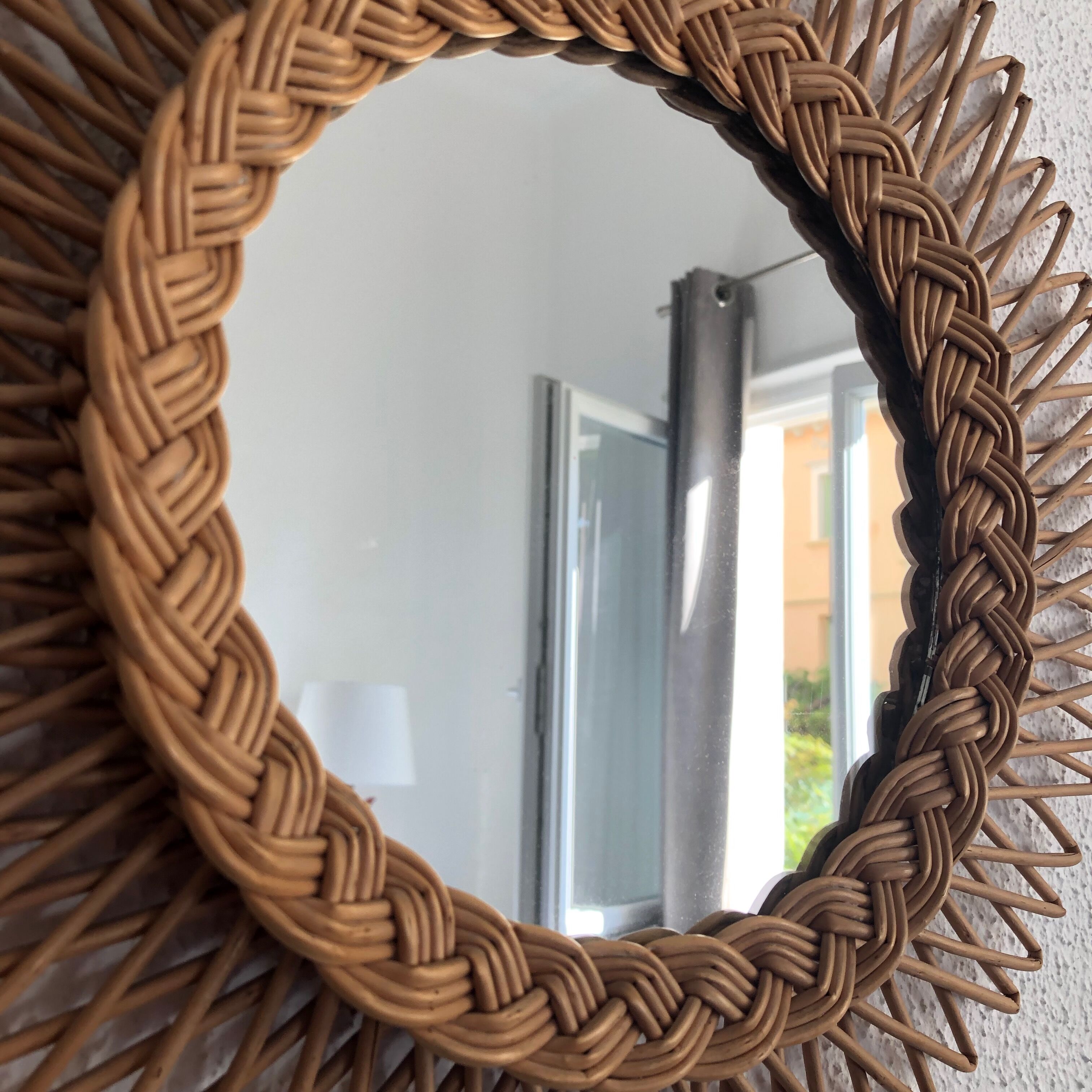 Vintage rattan sun mirror 1960 - 50 x45 cm