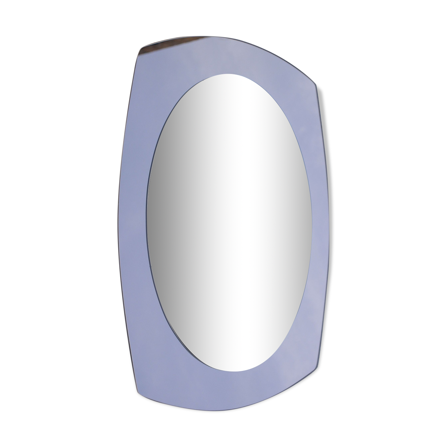 Miroir vintage bi-teinte contour fumé Italie 1970s 58x73cm
