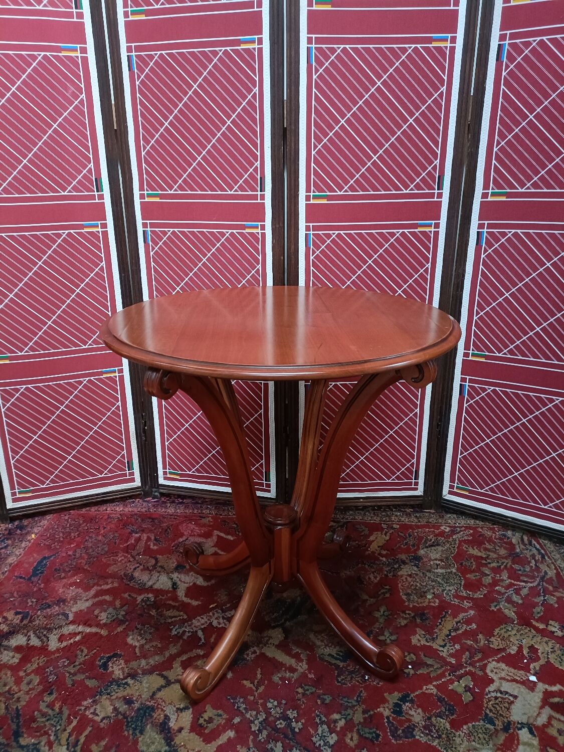 Cherry quadripod pedestal table