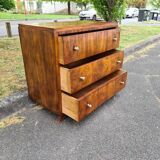 Vintage dresser 1950 Art Deco walnut magnifying glass
