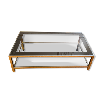 Belgo Chrome gold coffee table at 23K gold, 1970