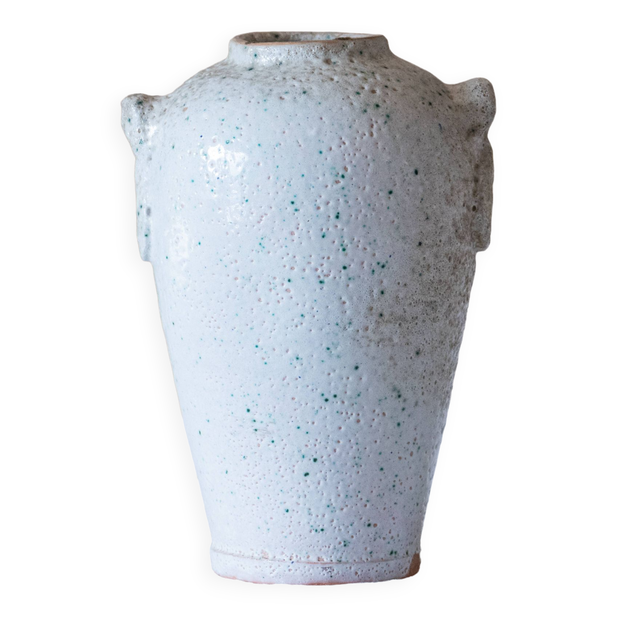 Old foam-glazed terracotta vase