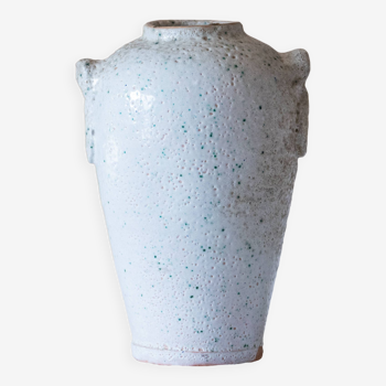 Vase ancien en terre cuite émaillée écume