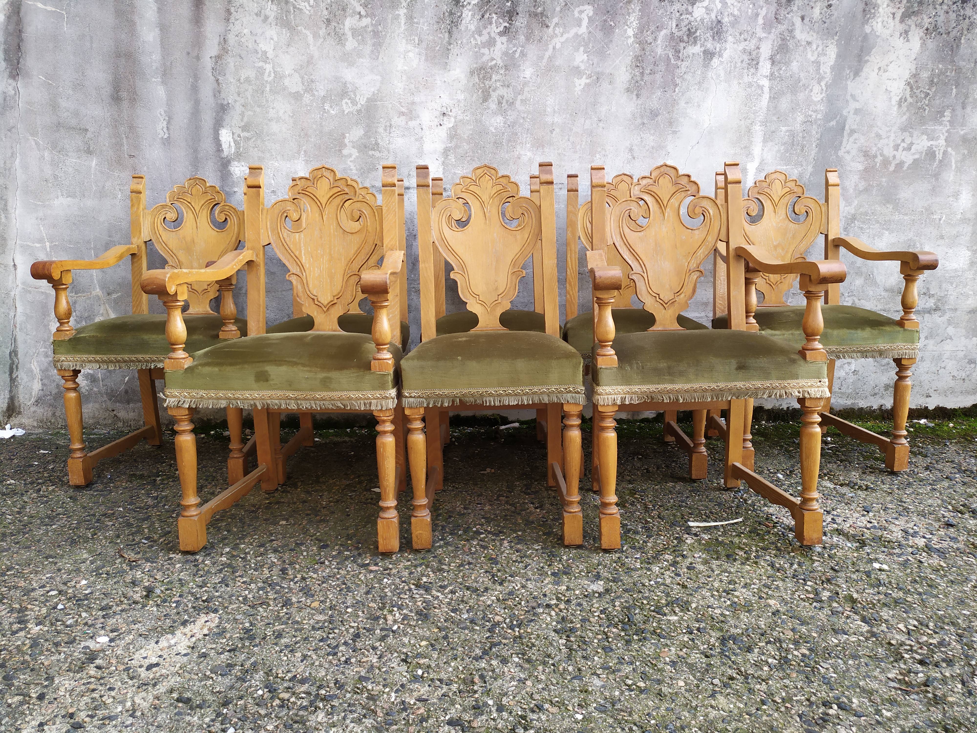 8 ceruse oak style chairs