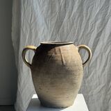 Large beige jar with 2 handles H27