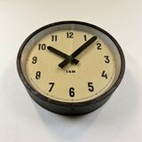 Black industrial factory wall clock from IBM, 1950s