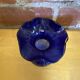 Vintage Cobalt Blue Glass Bowl Vase with Corolle Neck #E026