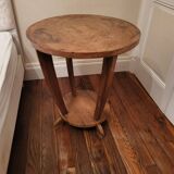 Guéridon, table d’appoint ronde Art Déco en bois
