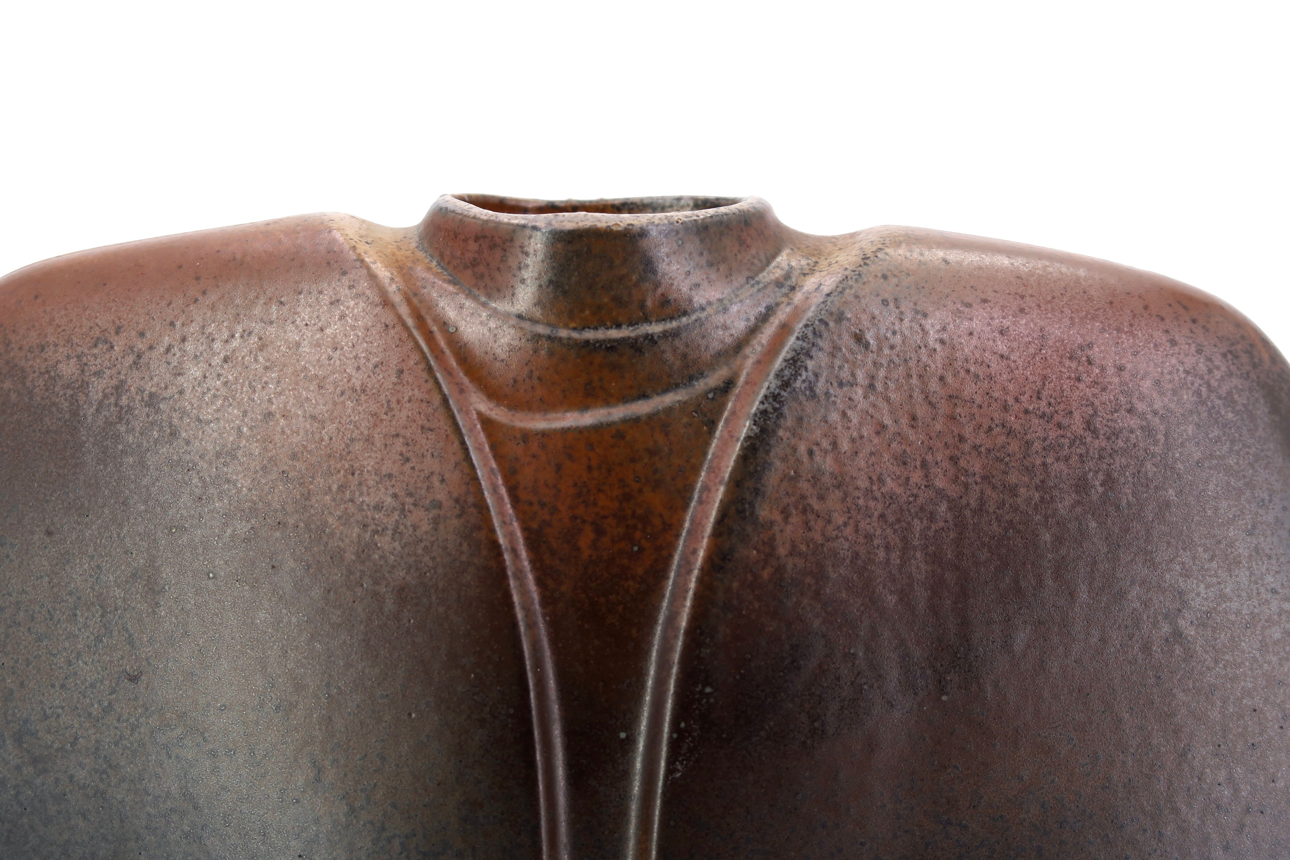Black and brown vase by Pierre Lebe for Virebent