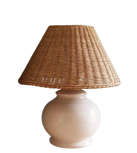 Ceramic and rattan table lamp
