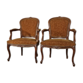 Pair of Louis XV style cabriolet armchairs