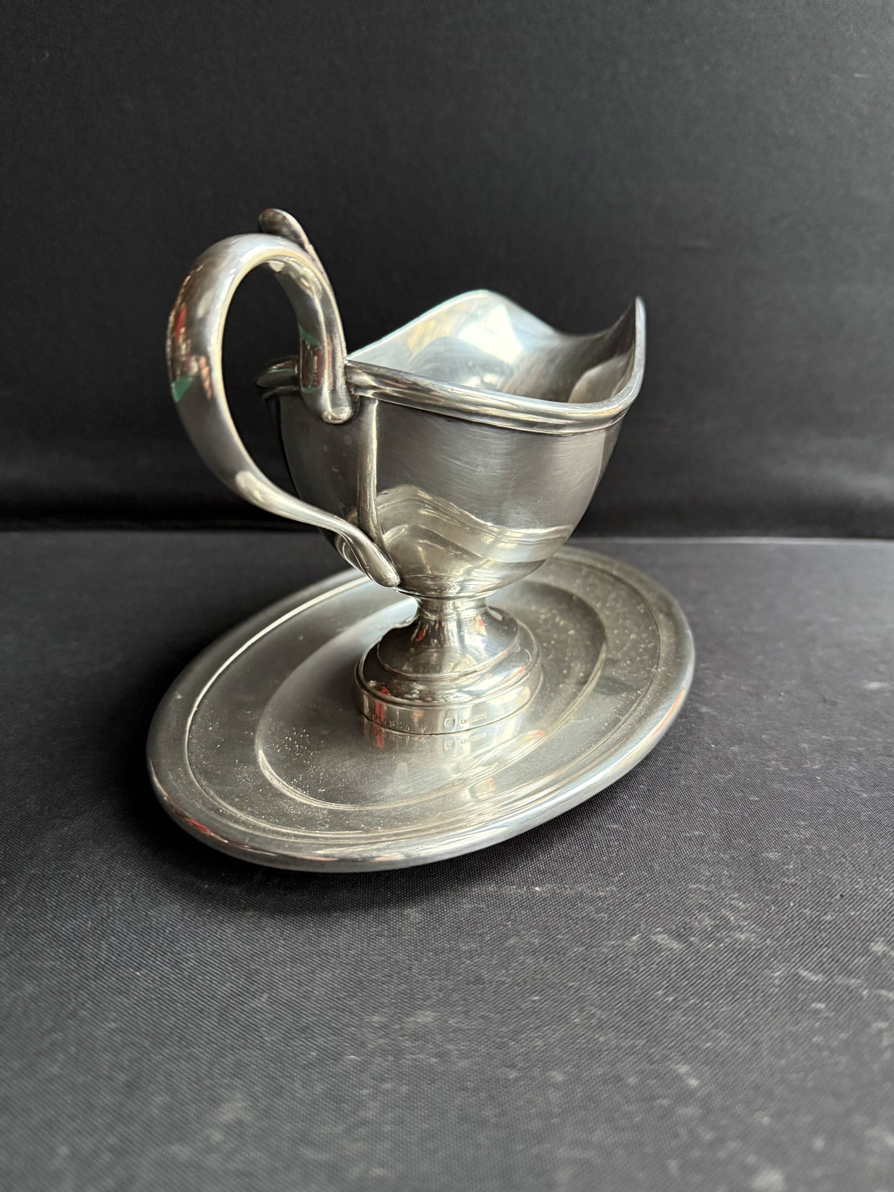 Silver metal helmet sauce boat - Christofle