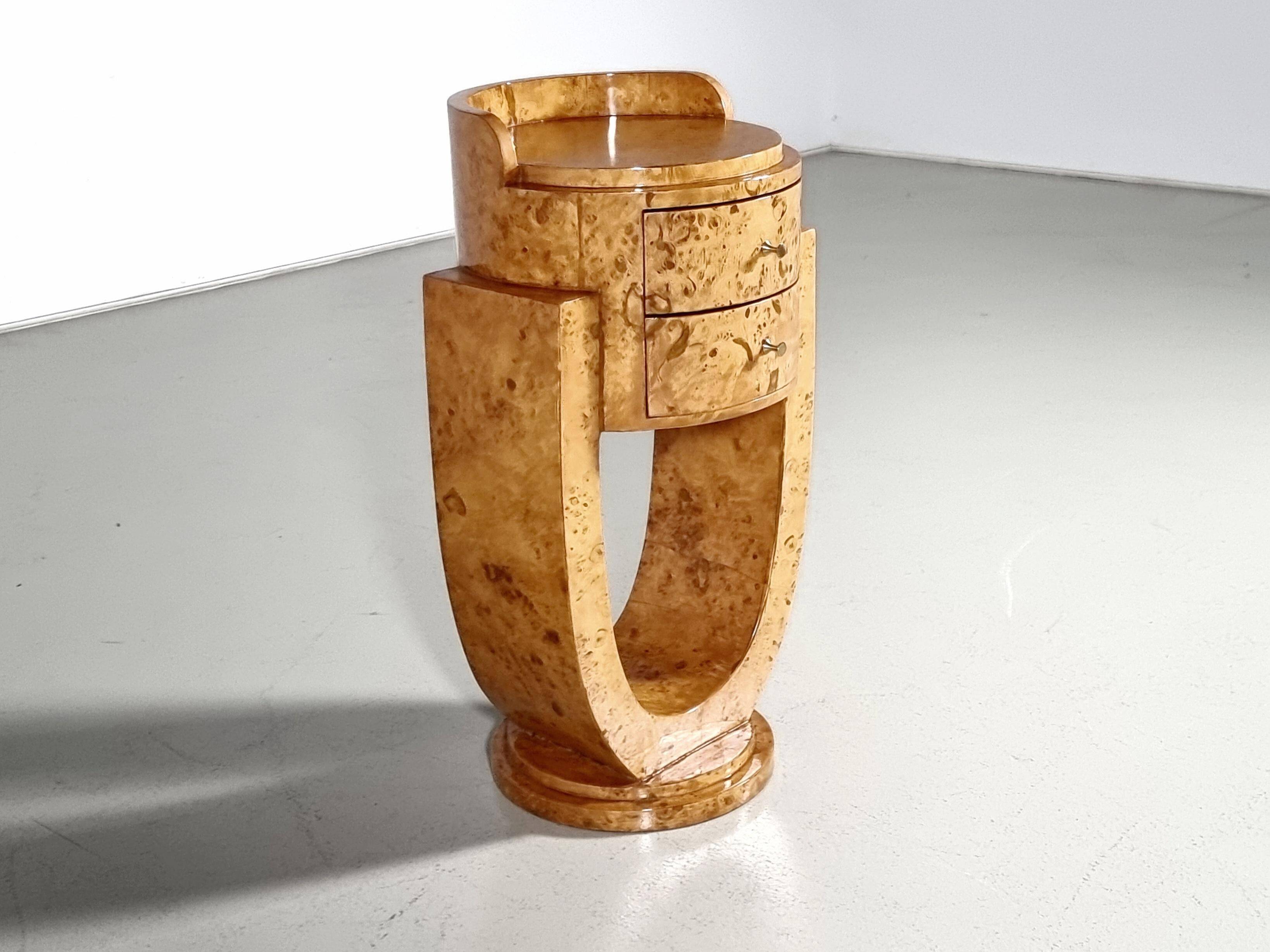 Meuble de rangement Art Déco en placage de bois de ronce, 1970