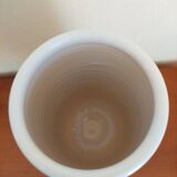 Vase signed Pol Chambost in white enameled ceramic