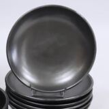 Ceramony Vallauris tableware set in matt black earthenware 1950 - 38 pieces