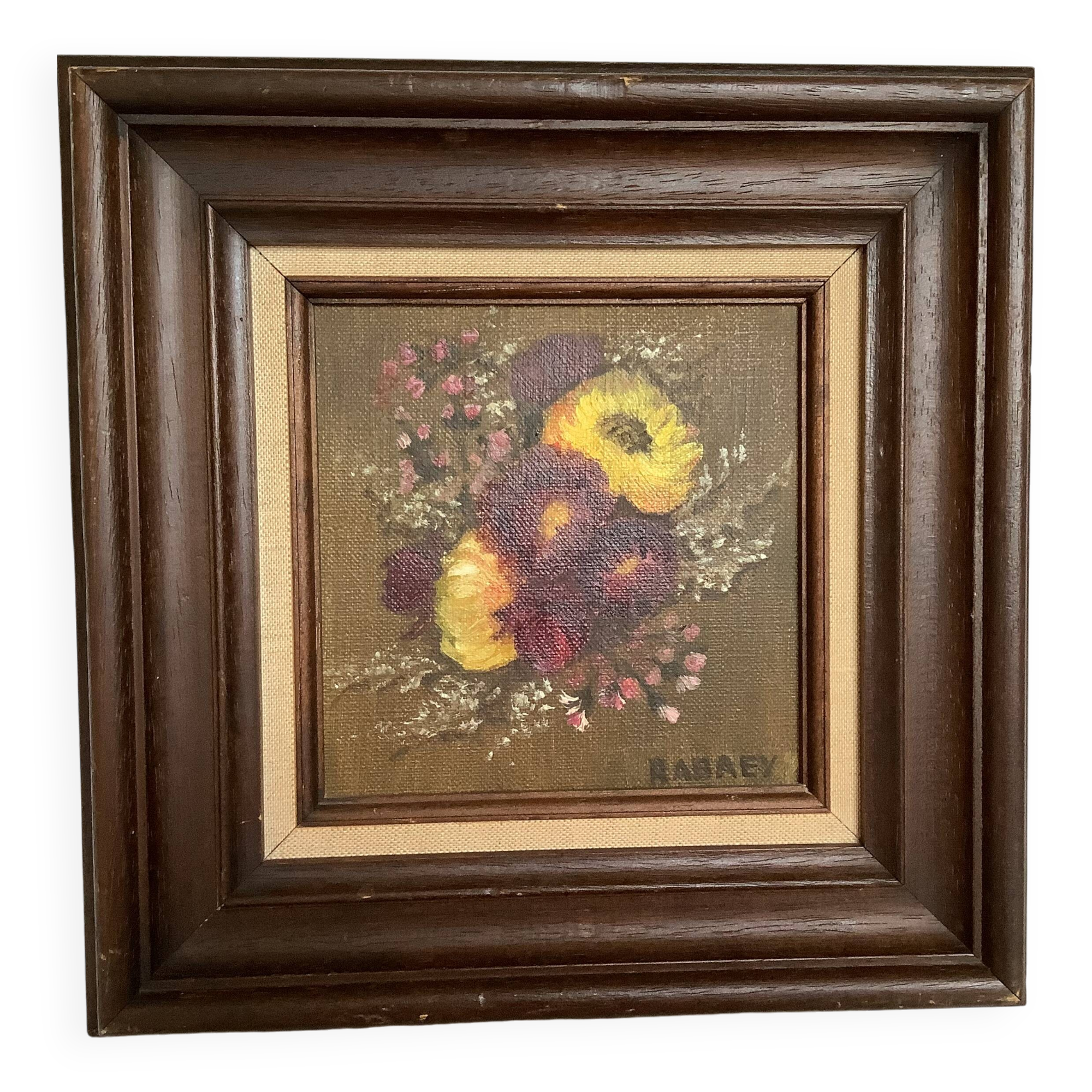 Bouquet of flowers oil on canvas painting Rabaey