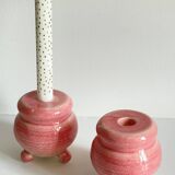 Pair of CERAMIC CANDLEHOLDERS Pink