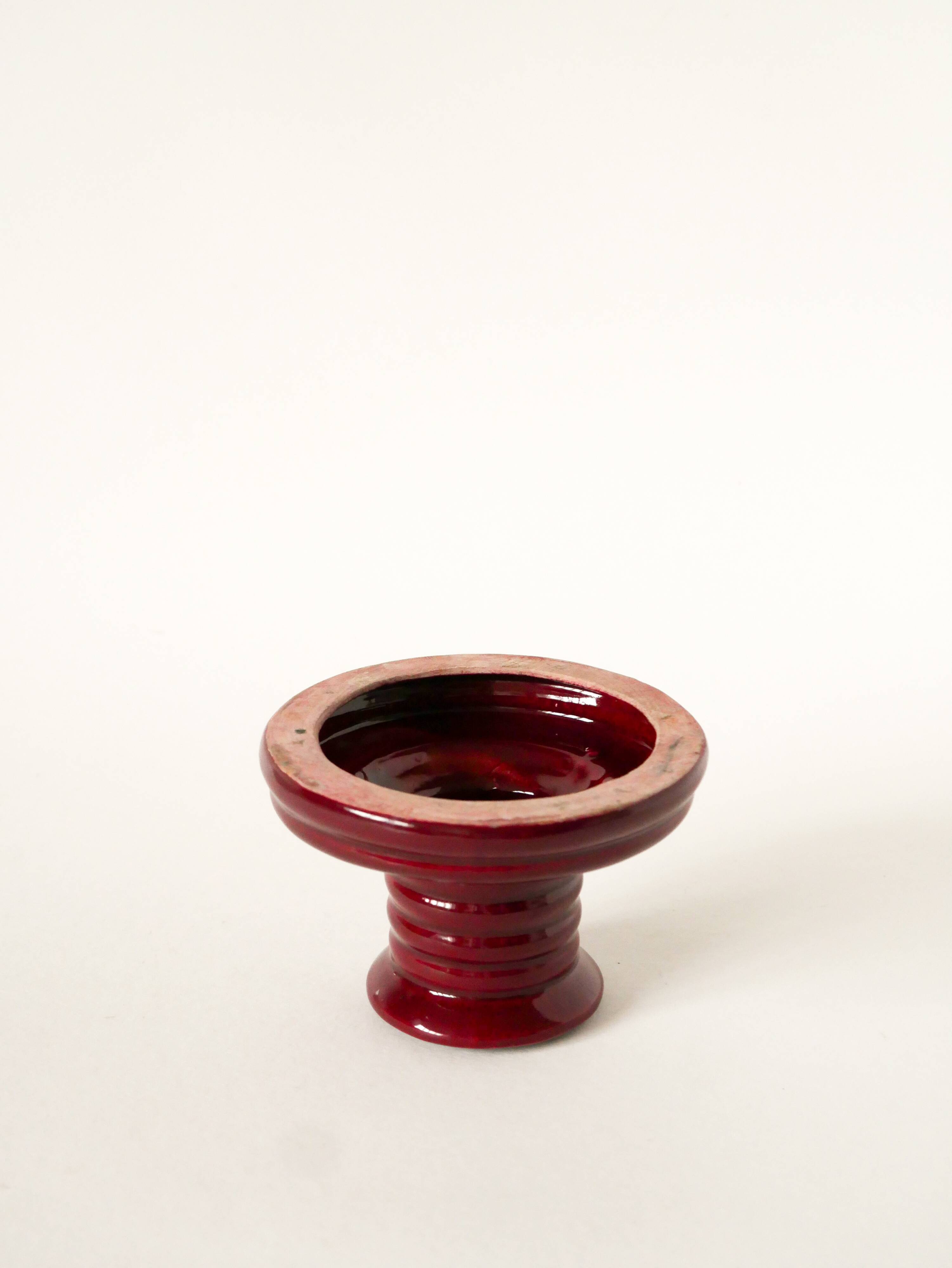 Ceramic candle holder, Bordeaux, Vallauris style, 1960