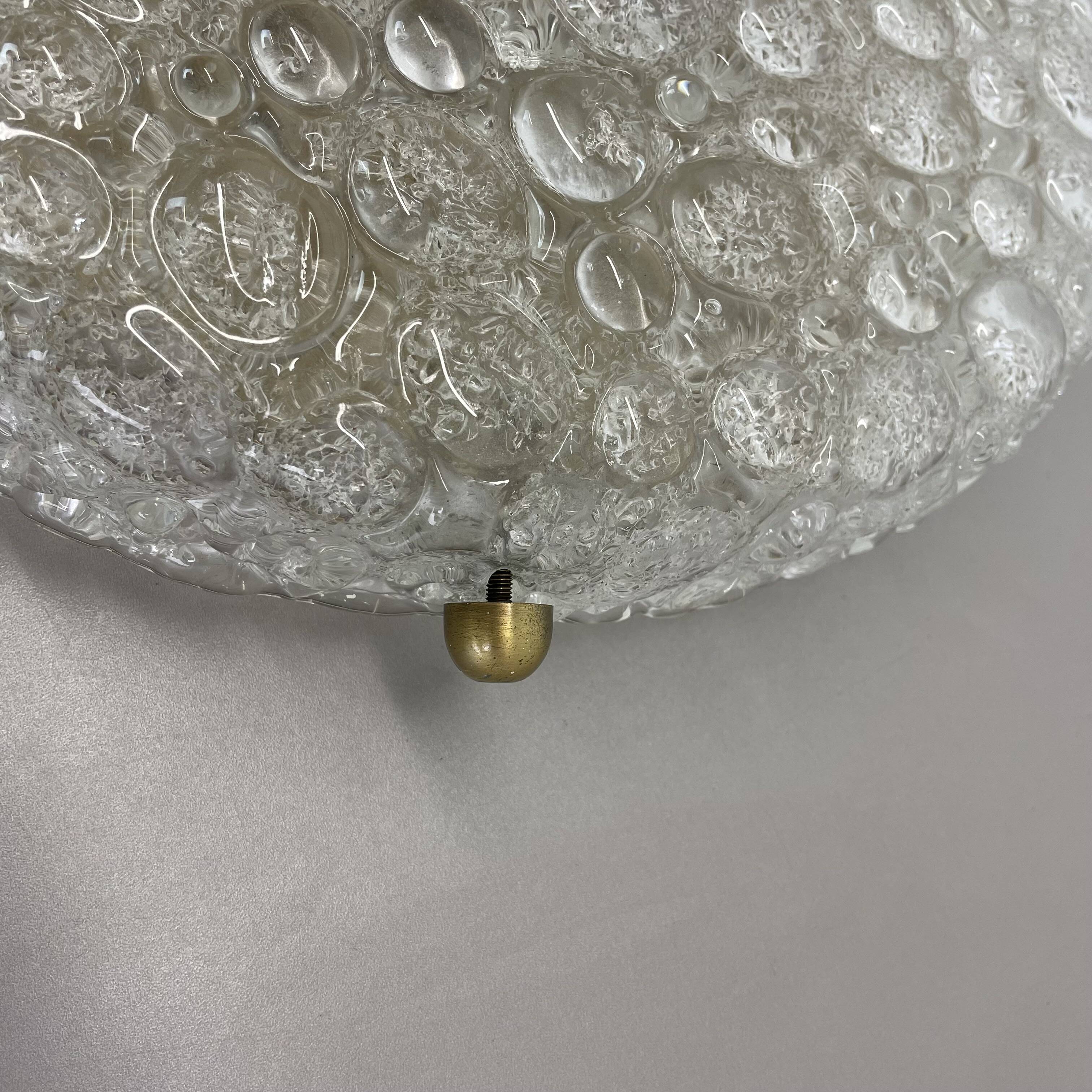 Large 40cm Murano Ice Glass Flushmount Wall Light by Hillebrand Leuchten, 1