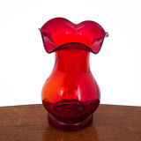 Red Silesia Rustica vase, designed by L. Fiedorowicz, HSG Ząbkowice, 1960s