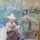 Oil on canvas painting XIX woman reading