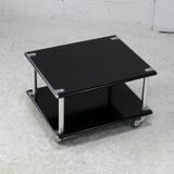 Coffee table "space age" in black lacquered steel