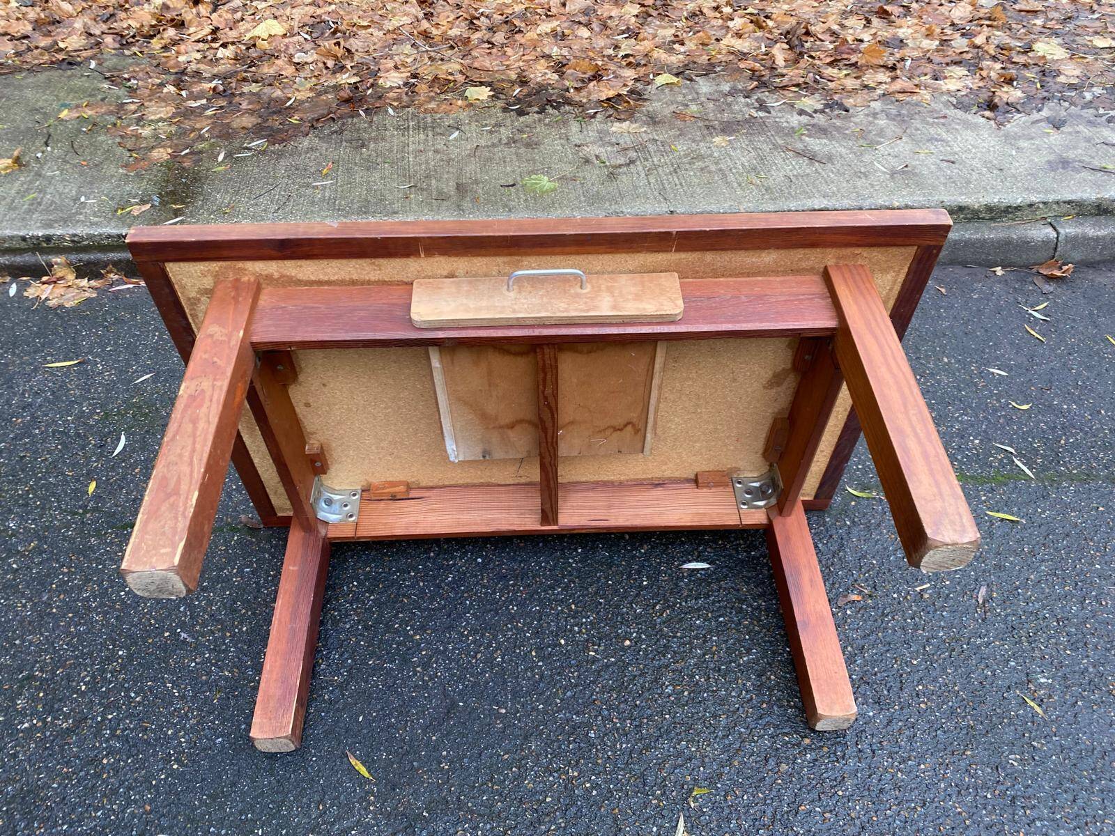Table basse vintage en chêne et céramique