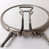 Vintage Adjustable Beveled Round Mirror and Magnifying in Metal Frame for Table or Wall.