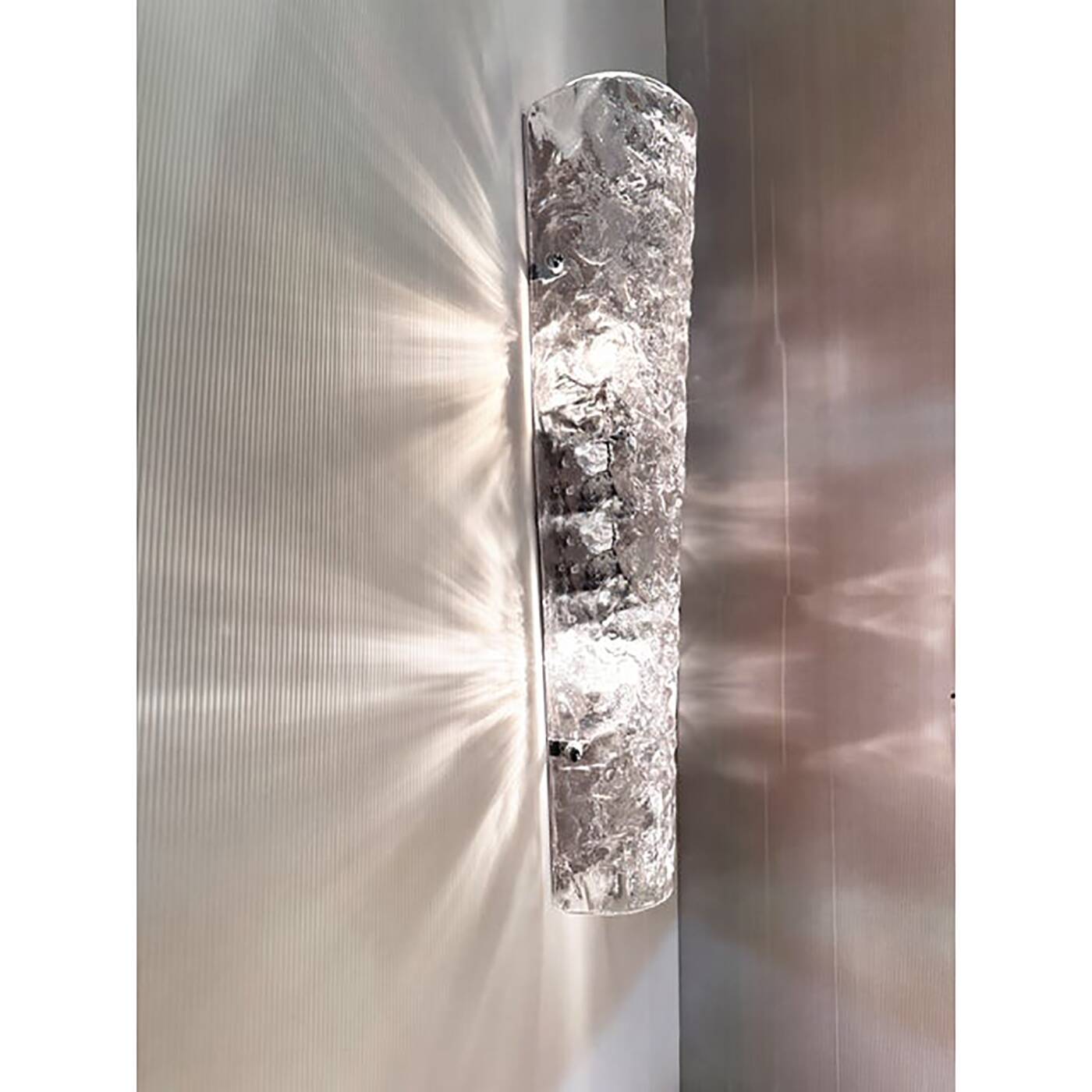 Set of Two Italian Transparent Hammered Glass Wall Sconces