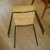 Vintage steel and woven wicker basketball stool by franco legler 1950s