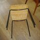 Tabouret basket vintage en acier et osier tressé de franco legler 1950
