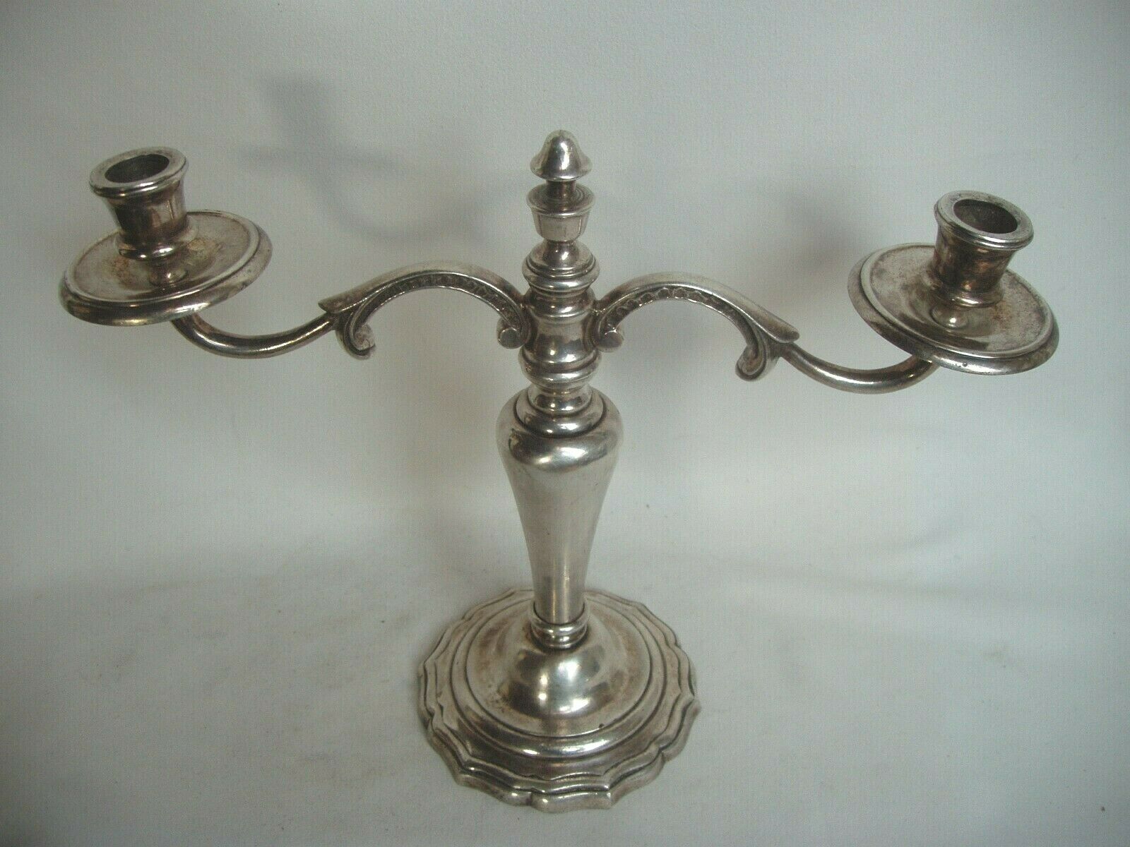 Candle holder 2 english branches in silver metal early twentieth century