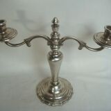 Candle holder 2 english branches in silver metal early twentieth century