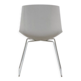 MDF Flow chair lacquered white shell and purple fabric