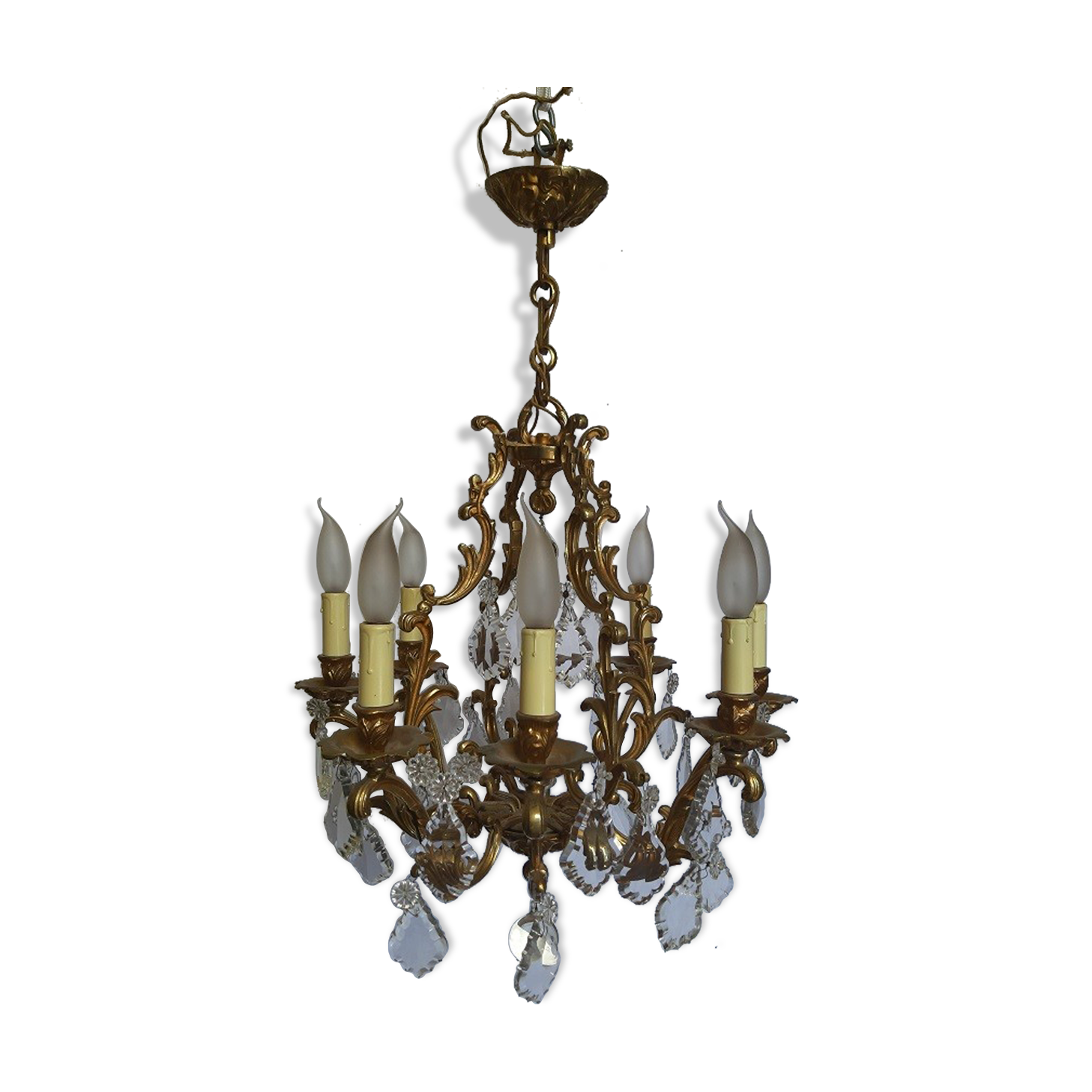Bronze and crystal chandelier 8 fires