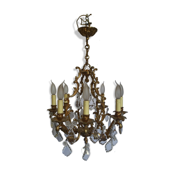 Lustre bronze et cristal 8 feux — Beyit