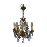 Lustre bronze et cristal 8 feux