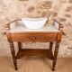 Meuble vasque ancien marbre et bois de style Louis-Philippe