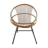 Armchair in rattan and metal 60