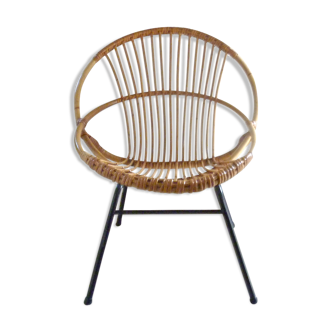 Armchair in rattan and metal 60