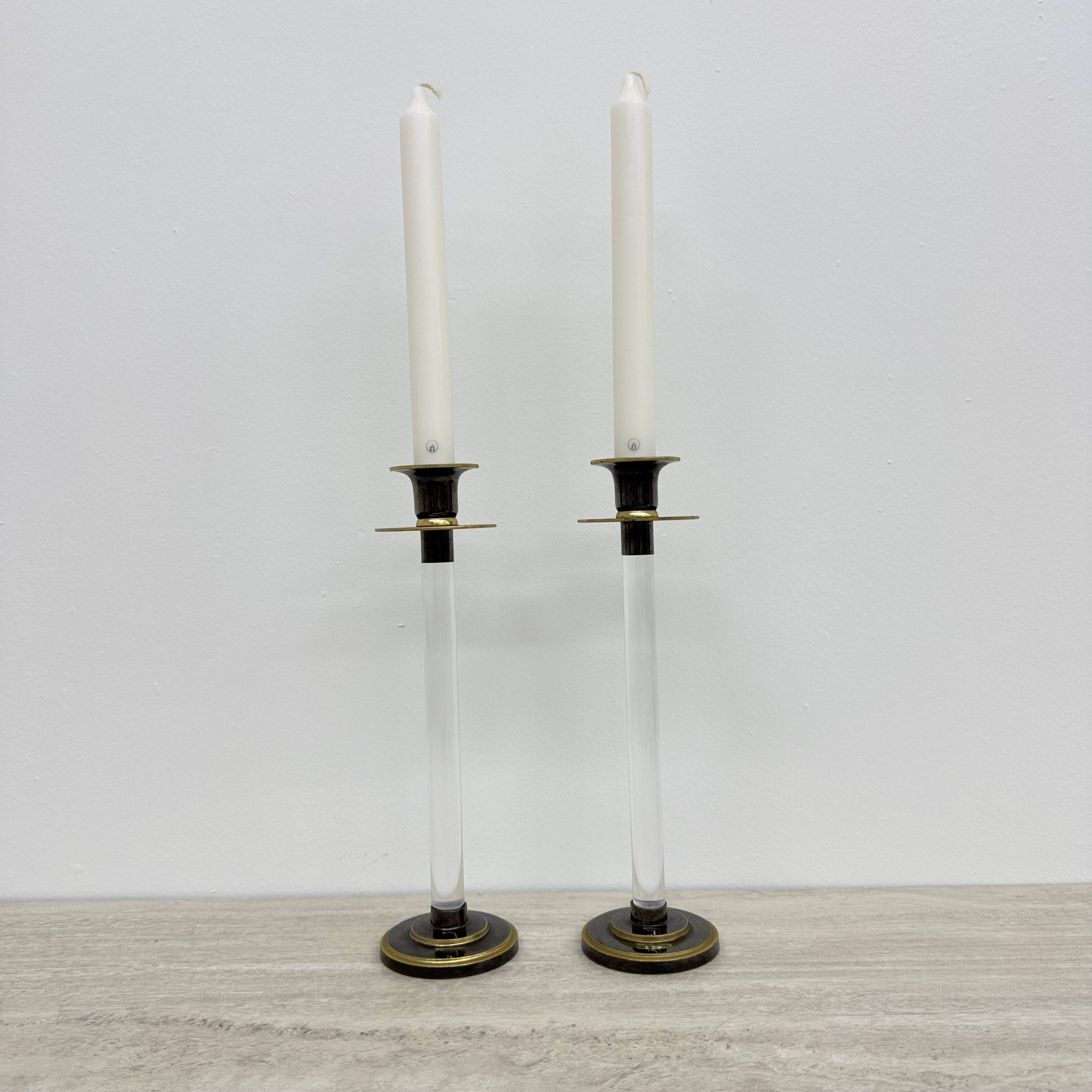 Set of 2 Caravell lucite candle sticks, 1970’s