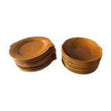 Fish service Sarreguemines vintage honey, 22 plates in total, hollow and flat