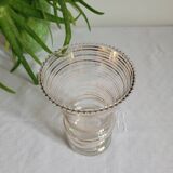 Flared glass vase with gold trim