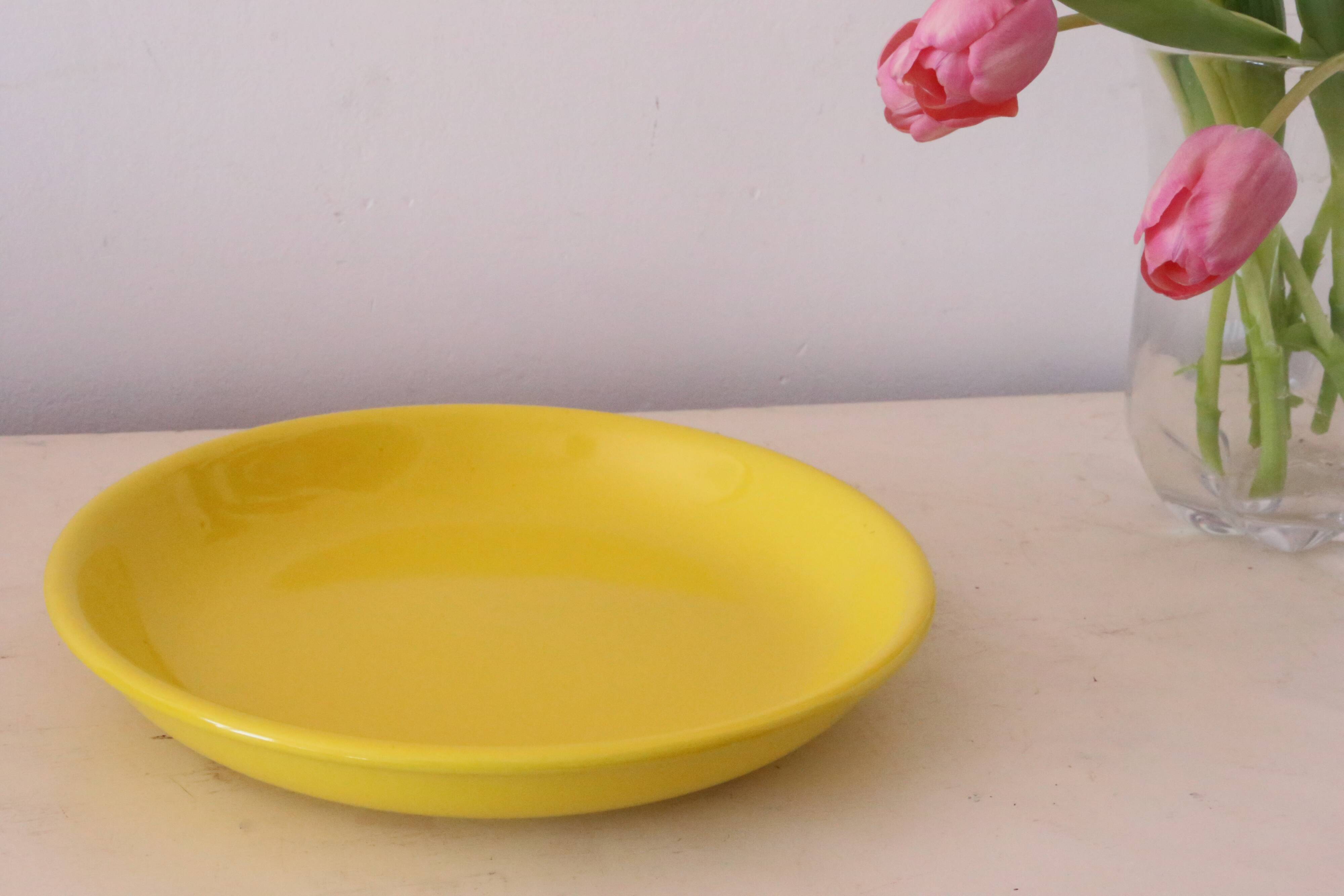 Niderviller round dish, yellow, 1970/80, vintage