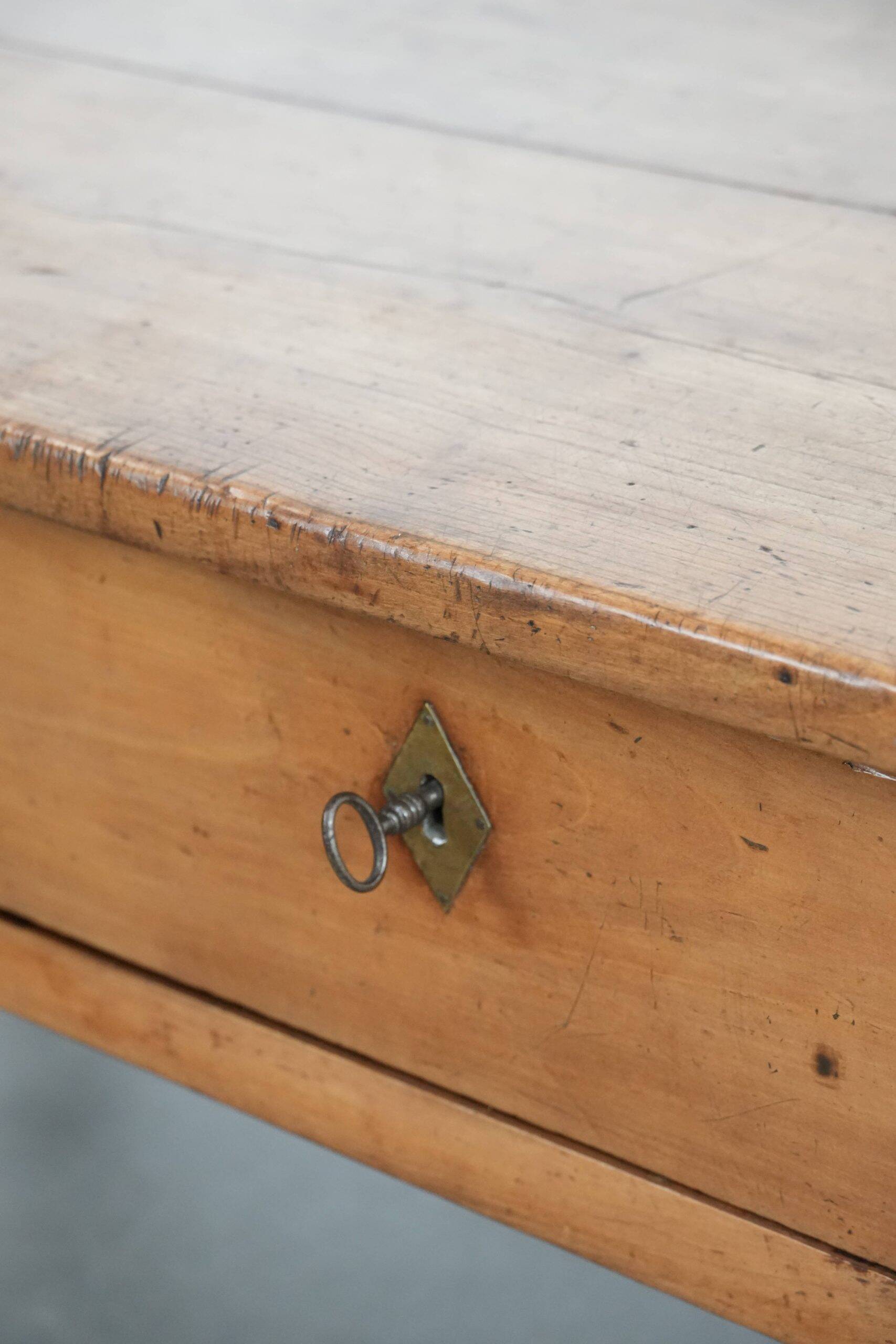 Fantastic antique French coffee table made of fruitwood with two drawers