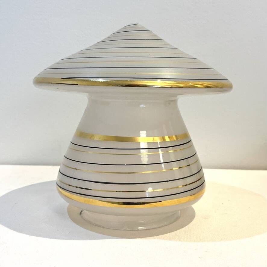 Vintage mushroom-shaped table lamp in Murano glass with wooden base