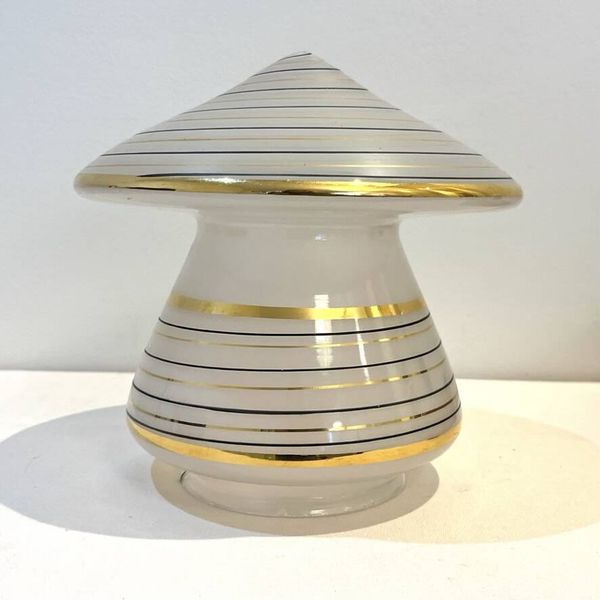 Lampe de table forme de champignon vintage en verre de Murano et socle bois